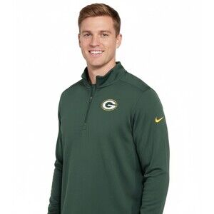 NIKE Pullover Dri-Fit NFL Green Bay Packers Football 1/4 Zip Medium Mens